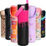 Elemental 24oz Insulated Water Bottle with Straw - 100% Leak-Proof Stainless Steel Core Water Bottles for Travel, Sports and Gym - Double Wall Insulation & BPA Free - Hot Pink Drip - Image 2