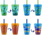 Ello 12oz Kids Plastic Reusable Color Changing Cups with Twist on Splash-Proof Lids and Straw, BPA Free, Dishwasher Safe - Image 2