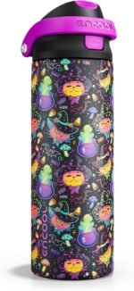 Encool SwiftSip Insulated Stainless Steel Water Bottle with Straw - Leak Proof Sports Water Bottle for School, Travel, Keeps Cold All Day, One-Touch Flip Lid, BPA-Free, 24 oz, Meowgic Night - Image 2