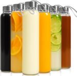Epica glass bottles with lids – 18oz glass water bottles, reusable juice bottle with lids for storing juices, reusable water bottle durable set of 6 with Carrying Loop Caps - Image 2