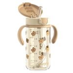 Evorie Tritan Spill Proof Toddler Straw Sippy Cup, 10 oz for Baby and Toddlers 1-3 Years Old, No Spill Straw Water Bottle with Removable Handles, Ideal for School, BPA-Free, Honey Bear - Image 2