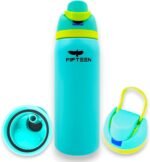 FIFTEEN 32 oz Insulated Stainless Steel Water Bottle with Flip Straw & Handle – Leakproof, BPA-Free, Double Wall Vacuum Flask for Hot & Cold Drinks, Gym, Travel, Office (Azure) - Image 2