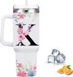 FOLAI Insulated Travel Coffee Mugs, 40oz Steel Water Bottl,Tumbler with Handle and Lid Straw,Thermal Cups for Hot and Cold Drinks Printed with Letters Personalized Unique Gifts for Women and Man(K) - Image 2
