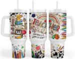 Fancyfams Teacher Gifts for Women, 40 oz Stainless Steel Travel Tumbler with Handle Lid Straw, Appreciation Week, Teacher Birthday Gift (Work of Art) - Image 2