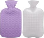 Fashy Hot Water Bottle with Quilted Cotton Purple Cover (2L, 67oz) – Made in Germany - Image 2
