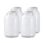 FastRack 1 Gallon Mason Jar with White Airtight Lid (Pack of 4) | Regular Glass Canisters with Airtight Lids | Large Mouth Glass Jar for Food Storage, Canning, Fermentation, Pickling - Image 2