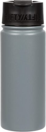Fifty/Fifty 20oz, Double Wall Vacuum Insulated Café Water Bottle, Stainless Steel, Flip Cap w/ Wide Mouth, Slate Grey, 20oz/591mL - Image 2