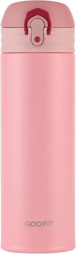 GOOFIT Thermos Double Wall Vacuum Kids Water Bottle,with Snap-On Lid and Locking Ring Insulated Water Bottle BPA Free Suitable for Schools and Travel 16 Oz Pink - Image 2