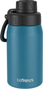 GOPPUS 15 Oz Kids Insulated Water Bottle with Spout Lid, Stainless Steel Double Wall Vacuum Cup, Leakproof, BPA Free, Suitable for Boys and Girls（Navy Blue） - Image 2
