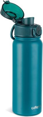 GOPPUS Insulated water bottle 20 oz Stainless Steel Water Bottle BPA-Free Sports Water Bottles, Great for Travel,Silicone Spout Lid- Leak & Sweat Proof with Anti-Dust(blue green) - Image 2