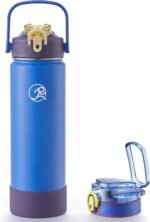 GOSWAG Insulated Water Bottle 24 oz, Stainless Steel Water Bottles with 2 Lids and Silicone Sleeve for School and Work, Double-Wall Vacuum Insulation - Image 2