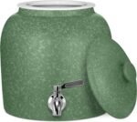 Geo Sports Porcelain Water Dispenser (Solid Color Speckled Series); Lid And Valve Included, E-Comm Shipping Ready (Green Crock W/Speckled Design) - Image 2