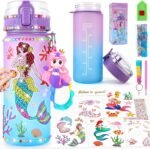 GirlsHome Decorate Your Own Water Bottle for Girls Age 4-6-8-10, Mermaid Toys for Girls Painting Crafts, Fun Arts and Crafts Kits Birthday Christmas Gifts Toys - Image 2