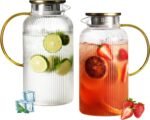 Glass Water Pitcher with Lids and Handles, Hot and Cold Water Bottles, Heat-Resistant Borosilicate Glass Water Jugs, Used for Cold Brewed Tea, Coffee, Lemonade, and Homemade Beverages(2.5L 2PCS) - Image 2