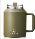 Gpeng 30/40/50 oz Tumbler with Handle, Water Bottles with Straw Lid, Insulated Stainless Steel Travel Mug Cup Holder Friendly, Keep Drinks Cold or Hot for Hours (ArmyGreen, 50 oz) - Image 2