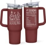 Grandma Gifts - Gifts for Grandma from Grandkids, Granddaughter, Grandson, Grandchildren - Birthday, Mothers Day, Christmas, First Time Gift Ideas for Grandmother - 40 Oz Red Tumbler - Image 2