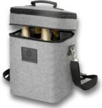 HAMILO 4 Bottle Wine Carrier - Gray, Champagne Carrier Bag, Waterproof Wine Tote Bag with Expandable Zipper and Padded Shoulder, Insulated Wine Bag, Wine Cooler Bag, Wine Accessories Gift for Women - Image 2