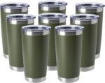 HASLE OUTFITTERS 20oz Tumblers Bulk Stainless Steel Cup with Lid Double Wall Vacuum Insulated Coffee Mug for Cold & Hot Drinks 8 Pack, Army Green - Image 2
