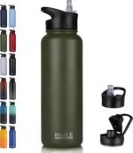 HASLE OUTFITTERS 40oz Stainless Steel Water Bottle, Vacuum Insulated Double Walled Leak Proof Sports Water Bottle with 2 Lids (Straw and Spout Lid) Thermo Mug Keep Cold and Hot(Army Green,1) - Image 2