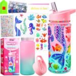 HIETIRA Decorate Your Own Water Bottle Kits for Girls - 4 5 6 7 8 Year Old Girl Gifts 4 5 6 7 8 9 Year Old Girl Birthday Gifts DIY Arts and Crafts for Kids Ages 6-8 Girls Mermaid Toys - Image 2