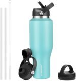 HYDROWION Stainless Steel Water Bottles,Insulated Water Bottle 40 oz (Cold 48 hrs, Hot 24 hrs), Water Tumbler with Leak Proof Straw Lid, Spout Lid and Flex Cap,Double Wall Travel Tumbler Cup, Mint - Image 2
