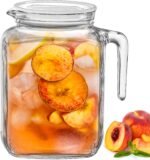 Hermetic Seal Glass Pitcher with Airtight Lid & Spout - 68oz Water Carafe for Homemade Juice, Iced Tea, Milk, Cold Brew Coffee, Lemonade - Fridge Door Jug Bottle with Handle, Clear Beverage Serveware - Image 2