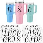Honoson 6 Sheets UV DTF Cup Wrap Initial Letter Stickers with Heart Sticker Waterproof Custom Vinyl Lettering Alphabet Stickers Personalized Name Decals for 14-40oz Tumbler Cup Water Bottle DIY(Black) - Image 2
