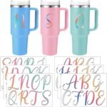 Honoson 6 Sheets UV DTF Cup Wrap Initial Letter Stickers with Heart Sticker Waterproof Custom Vinyl Lettering Alphabet Stickers Personalized Name Decals for 14-40oz Tumbler Cup Water Bottle DIY(Laser) - Image 2