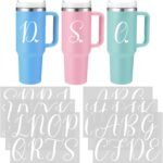 Honoson 6 Sheets UV DTF Cup Wrap Initial Letter Stickers with Heart Sticker Waterproof Custom Vinyl Lettering Alphabet Stickers Personalized Name Decals for 14-40oz Tumbler Cup Water Bottle DIY(White) - Image 2
