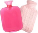 Hot Water Bottle with Knitted Cover,2L Hot Water Bag,Hand Warmer Bag,Hot and Cold Therapies for Sore Muscles,Menstrual Cramps,Neck and Shoulder Pain Relief,Great for Women,Childs (Pink) - Image 2