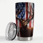 Hunting Tumbler Cup 20oz Deer Hunting Gifts for Men Hunters American Flag Stainless Steel Insulated Tumblers Coffee Travel Mug Hunter Gift for Birthday Christmas - Image 2