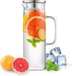 Hwagui - Heat Resistant Glass Pitcher with Stainless Steel Lid, Water Carafe with Handle, Good Beverage Pitcher for Homemade Juice and Iced Tea, 1500ml/51oz - Image 2