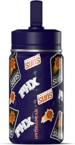 Hydrapeak x NBA Officially Licensed Phoenix Suns 14oz Mini Kids Water Bottle with Straw Lid and Handle Reusable Stainless Steel Double Wall Insulated Spill Proof Sports Gift for Boys Girls - Image 2