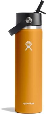 Hydro Flask Water Bottle - Insulated Stainless Steel - Wide Straw Lid, Non Spill, Leakproof in 24 Oz Fossil Brown - Image 2
