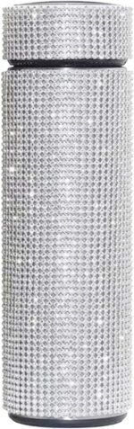 INSTOME 17oz Diamond Insulated Water Bottle – Sparkling Rhinestone Thermos for Women, Stainless Steel Bling Glitter Cup, Hot/Cold Retention, Leakproof & Stylish Daily Companion (silver, 17oz) - Image 2
