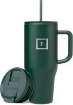 IRON °FLASK Co-Pilot Insulated Mug w/Straw & Flip Cap Lids - Cup Holder Bottle for Hot, Cold Drink - Leak-Proof - Water, Coffee Portable Travel Mug - Dark Pine, 32 Oz - Image 2
