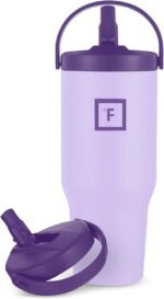 IRON °FLASK Sidekick Insulated Water Tumbler w/Straw & Foldable Handle -Stainless Steel Leak-Proof Bottle, Non-Slip Base, Fits Cup Holders for Hot, Cold Drinks -Travel Mug -30 Oz, Lavender Bliss - Image 2