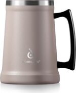 Ideus Insulated Beer Stein, 24/32oz Stainless Steel Double Walled Beer Mug Giant Bar Drinkware Metal Beer Cup with Big Grip Handle (Dusty Pink, 24oz (710ml)) - Image 2