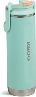 Igloo, 20 oz FlipNSip Tumbler, Reusable Travel Mug, Stainless Steel Insulated Hydration Cup for Hot & Cold Beverages,Seafoam - Image 2