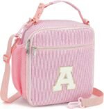 Initial Lunch Bag for Girls Kids, Cute Insulated Lunch Box Gift for School Personalized Gifts for Teen Girl (Pink A) - Image 2