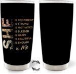 Inspirational Woman Affirmation 20oz Travel Coffee Mug Tumbler, Feminist Female Women Empowerment Gifts, Motivational She Is Me Water Stainless Steel Tumbler with Lid and Straw Drinkware - Image 2