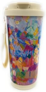 Insulated Tumbler 18 oz Stainless Steel Mug Autumn Colors Double Wall Water Bottle with Double Opening Lid and Portable Strap Fashional Travel Mug Coffee Cup - Image 2