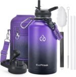 Insulated Water Bottle 64 oz, Vacuum Stainless Steel Water Bottle Keep Cold 48Hrs, Half Gallon Large Water Jug for Travel, Sport, Gym, Hiking with Carrier Bag, Purple/Black - Image 2