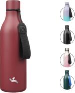 Insulated Water Bottle with Strap,25 oz Double Wall Stainless Steel Vacuum Bottles Metal Water Flask,Brick Red - Image 2