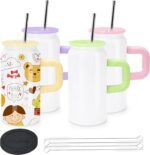 Joyclub 4 Pack Kids Sublimation Tumbler Blanks 16 oz Kid Cups with Lids and Straws Insulated Stainless Steel Tumblers for Smoothie Coffe Boba Soda DIY Gift - Image 2