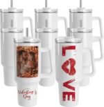 Joyclub 8 Pack 40 OZ Sublimation Tumblers with Handle Blank Insulated Large Tumbler Bulk, Coffee Travel Cups Stainless Steel Travel Mug for Diy Craft Heat Press Print - Image 2