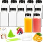 Juice Bottles - 8oz Bottles with Lids, 12 pcs Plastic Juice Containers with Caps Reusable Drink Containers for Juice Milk Coffee Water Smoothie and Other Beverages,Christmas gift - Image 2