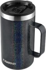 KXIAOCHEN 20oz Insulated Coffee Mug with Lid, Stainless Steel Coffee Cup, Double Wall Vacuum Coffee Tumbler with Handle, Premium Thermal Travel Coffee Mug (Glitter Black) - Image 2