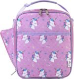 Kasqo Lunch Box for Girls,6.02L Insulated Cute Lunch Bag for Kids Children Lunch Tote with Shoulder strap Water Bottle Holder, Purple Unicorn - Image 2