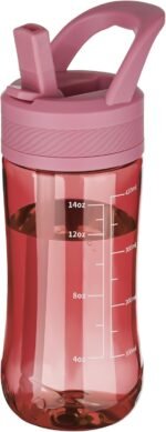 Kids Clear Water Bottle 14oz Flip with Straw Carry Handle, Leakproof, Reusable, Tritan, BPA Free, Suitable for Boys and Girls, Red - Image 2